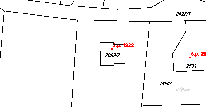 Lutyně 1388, Orlová na parcele st. 2693/2 v KÚ Horní Lutyně, Katastrální mapa