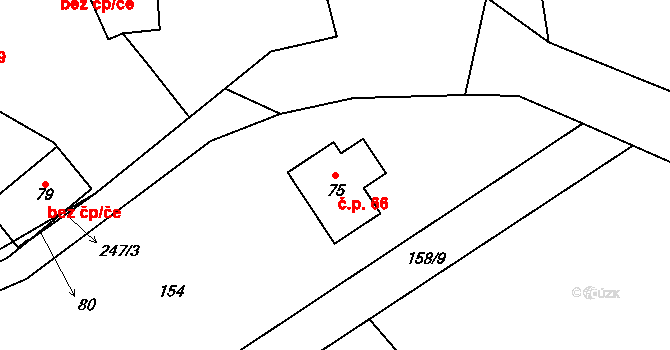 Souňov 66 na parcele st. 75 v KÚ Souňov, Katastrální mapa