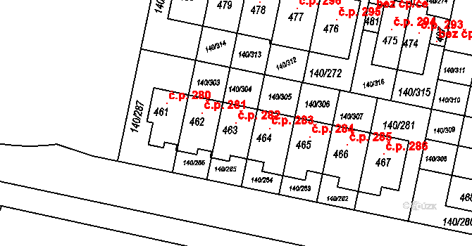 Trnová 282 na parcele st. 463 v KÚ Trnová u Jíloviště, Katastrální mapa