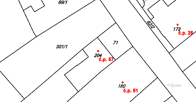 Přerov VIII-Henčlov 57, Přerov na parcele st. 204 v KÚ Henčlov, Katastrální mapa