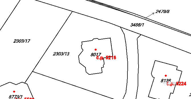 Zlín 5216 na parcele st. 8017 v KÚ Zlín, Katastrální mapa