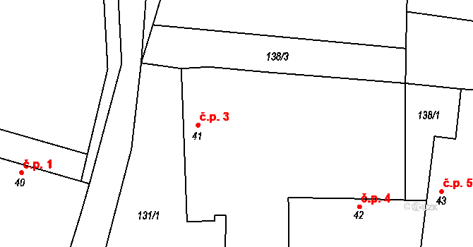 Miletín 3, Onomyšl na parcele st. 41 v KÚ Miletín u Onomyšle, Katastrální mapa