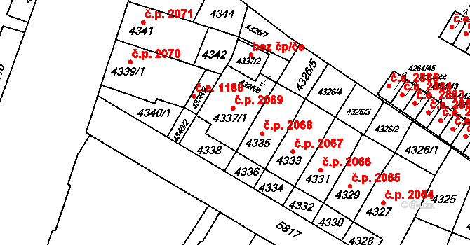 Jihlava 2069 na parcele st. 4337/1 v KÚ Jihlava, Katastrální mapa