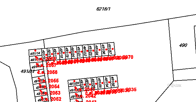 Jihlava 2068 na parcele st. 491/24 v KÚ Jihlava, Katastrální mapa