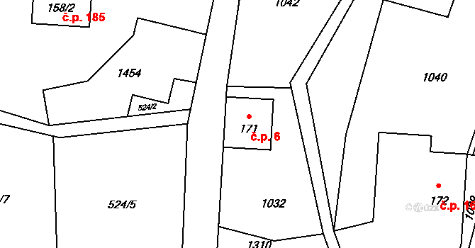 Dolní Světlá 6, Mařenice na parcele st. 171 v KÚ Dolní Světlá pod Luží, Katastrální mapa