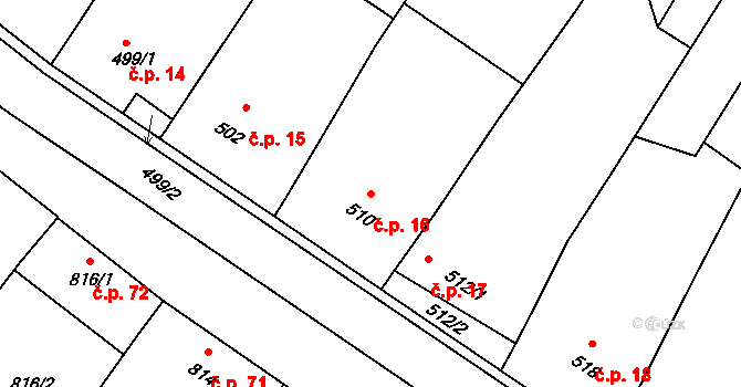 Domanín 16 na parcele st. 510 v KÚ Domanín, Katastrální mapa