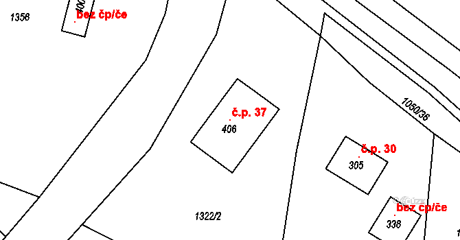 Dolní Moravice 37 na parcele st. 406 v KÚ Dolní Moravice, Katastrální mapa