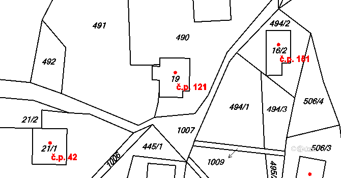 Rokytno 121, Rokytnice nad Jizerou na parcele st. 19 v KÚ Rokytno v Krkonoších, Katastrální mapa