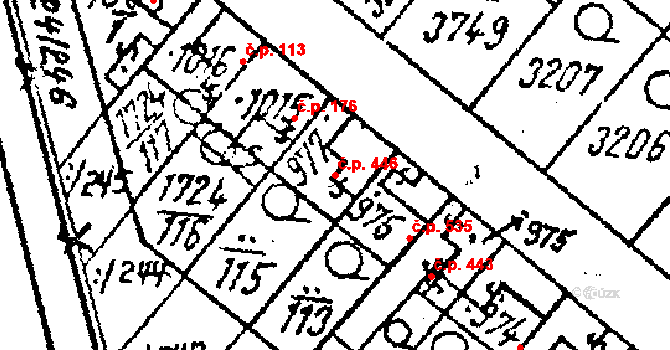 Lanžhot 446 na parcele st. 977 v KÚ Lanžhot, Katastrální mapa