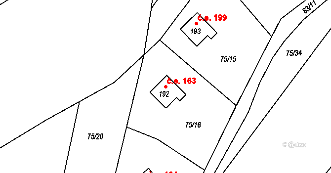 Štěnkov 163, Třebechovice pod Orebem na parcele st. 192 v KÚ Štěnkov, Katastrální mapa