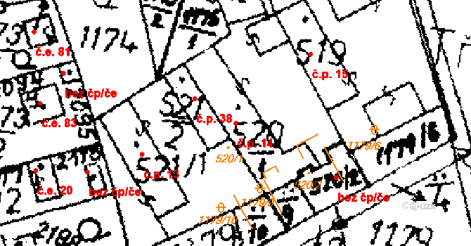 Byšičky 14, Lysá nad Labem na parcele st. 520/1 v KÚ Lysá nad Labem, Katastrální mapa