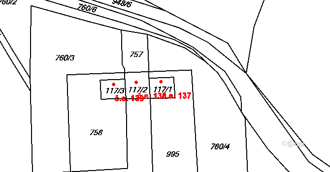 Hrotovice 139 na parcele st. 117/3 v KÚ Hrotovice, Katastrální mapa