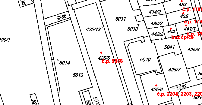 Královo Pole 2658, Brno na parcele st. 425/5 v KÚ Královo Pole, Katastrální mapa