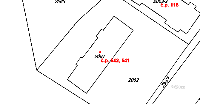 Jablunkov 541,542 na parcele st. 2061 v KÚ Jablunkov, Katastrální mapa