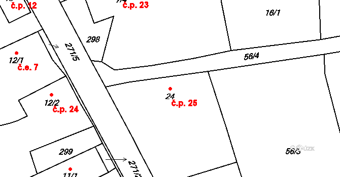 Dolní Lhota 25, Janovice nad Úhlavou na parcele st. 24 v KÚ Dolní Lhota u Klatov, Katastrální mapa