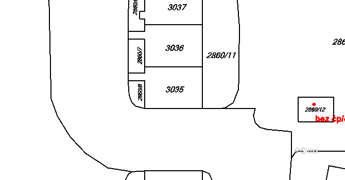 Stodůlky 2134,2135,2136,2137,, Praha na parcele st. 3035 v KÚ Stodůlky, Katastrální mapa