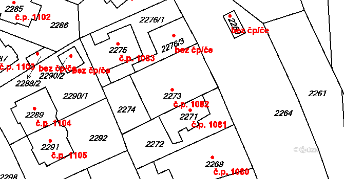 Vršovice 1082, Praha na parcele st. 2273 v KÚ Vršovice, Katastrální mapa