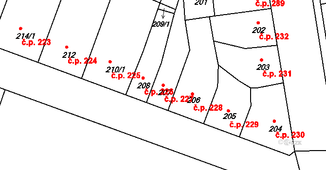 Příbram II 227, Příbram na parcele st. 207 v KÚ Příbram, Katastrální mapa