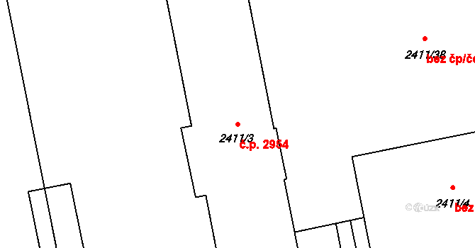 Hranice 2954, Karviná na parcele st. 2411/3 v KÚ Karviná-město, Katastrální mapa