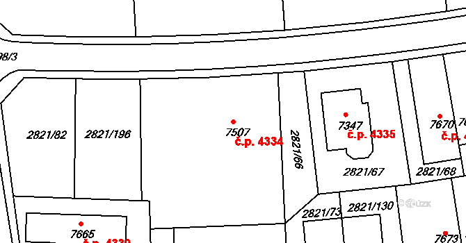 Kroměříž 4334 na parcele st. 7507 v KÚ Kroměříž, Katastrální mapa