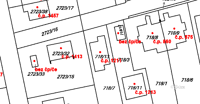 Kylešovice 1211, Opava na parcele st. 718/13 v KÚ Kylešovice, Katastrální mapa