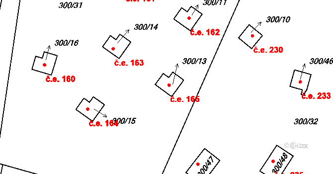 Milná 165, Frymburk na parcele st. 300/13 v KÚ Frymburk, Katastrální mapa