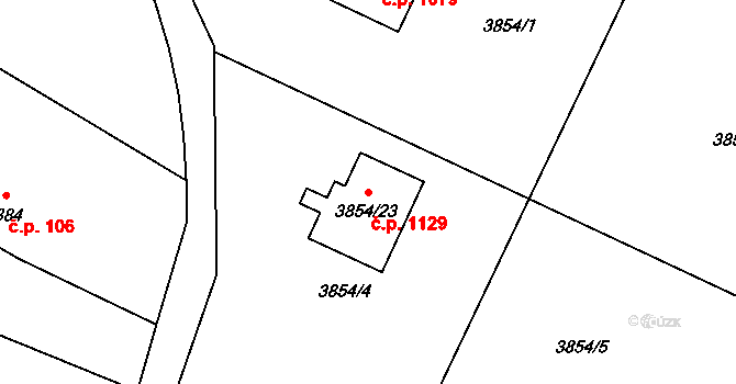 Vendryně 1129 na parcele st. 3854/23 v KÚ Vendryně, Katastrální mapa