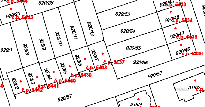 Třebovice 5437, Ostrava na parcele st. 920/7 v KÚ Třebovice ve Slezsku, Katastrální mapa