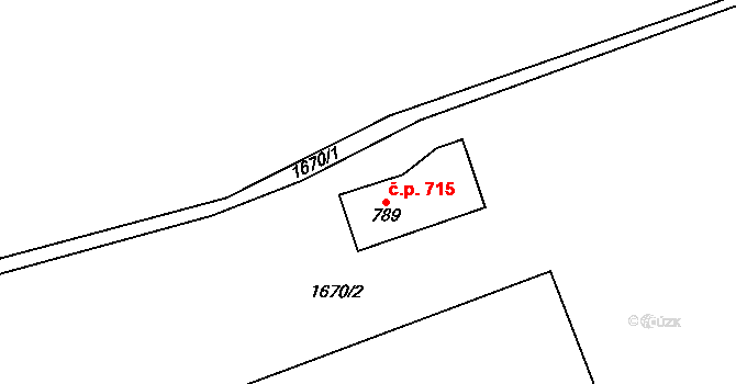 Hranice 715 na parcele st. 789 v KÚ Hranice u Aše, Katastrální mapa