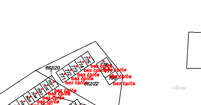 Košťany 39122484 na parcele st. 774 v KÚ Košťany, Katastrální mapa