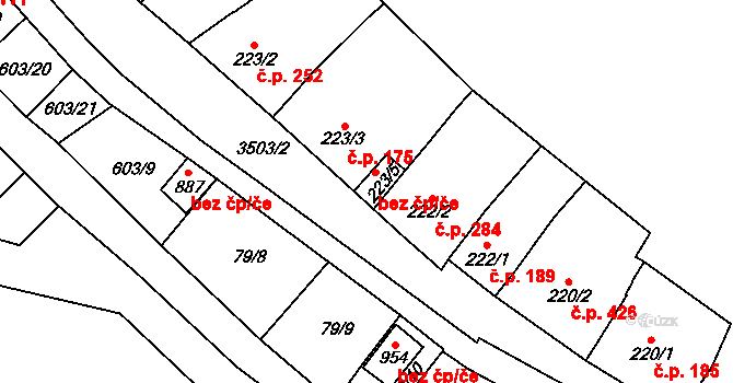 Lysice 39811484 na parcele st. 223/5 v KÚ Lysice, Katastrální mapa