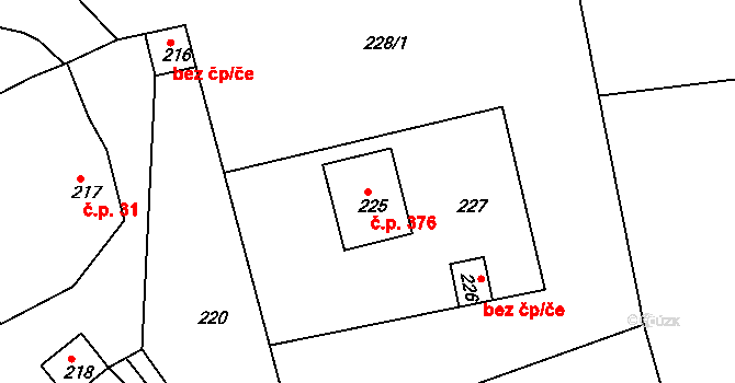 Březnice 376 na parcele st. 225 v KÚ Březnice u Zlína, Katastrální mapa