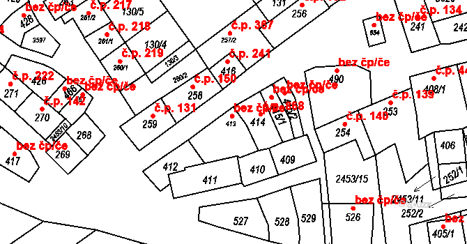 Tlumačov 41210484 na parcele st. 413 v KÚ Tlumačov na Moravě, Katastrální mapa