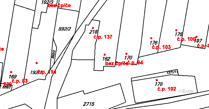 Rudice 43119484 na parcele st. 162 v KÚ Rudice, Katastrální mapa