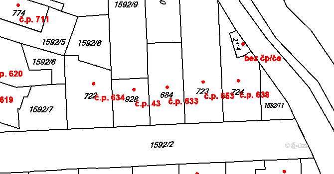Kateřinky 633, Opava na parcele st. 684 v KÚ Kateřinky u Opavy, Katastrální mapa