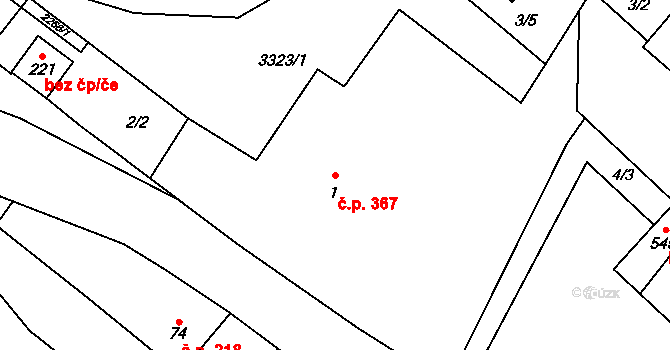Vedrovice 367 na parcele st. 1 v KÚ Vedrovice, Katastrální mapa