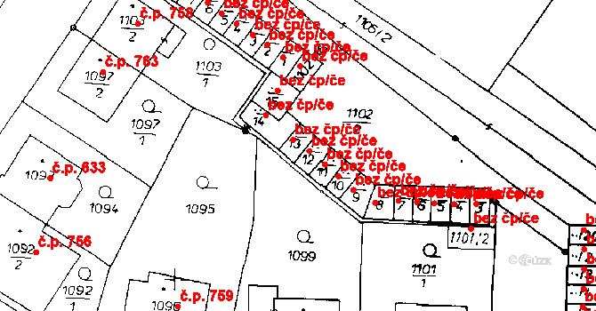 Poděbrady 46354484 na parcele st. 1102/13 v KÚ Poděbrady, Katastrální mapa