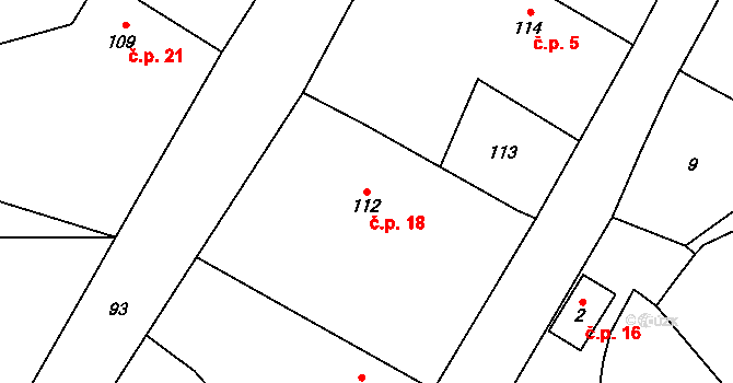Puchlovice 18 na parcele st. 112 v KÚ Puchlovice, Katastrální mapa