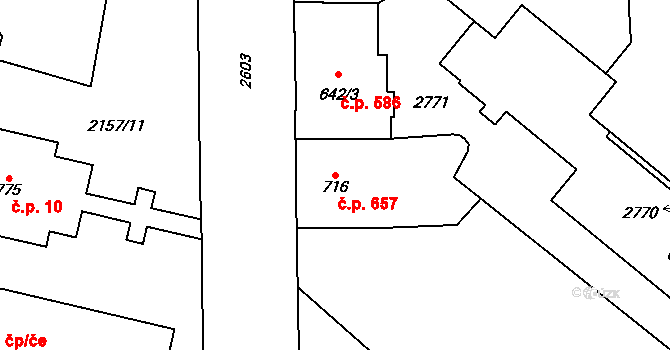 Skuteč 657 na parcele st. 716 v KÚ Skuteč, Katastrální mapa