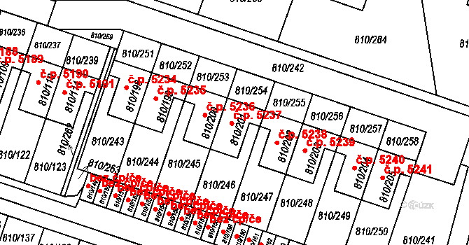 Proseč nad Nisou 5237, Jablonec nad Nisou na parcele st. 810/201 v KÚ Proseč nad Nisou, Katastrální mapa