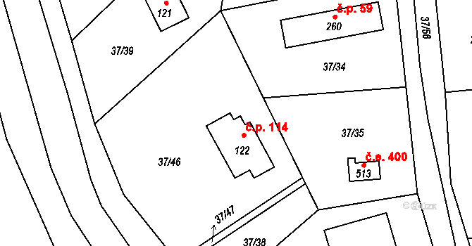 Sázava 114, Davle na parcele st. 122 v KÚ Sázava u Davle, Katastrální mapa
