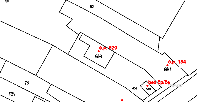 Spytihněv 620 na parcele st. 68/4 v KÚ Spytihněv, Katastrální mapa