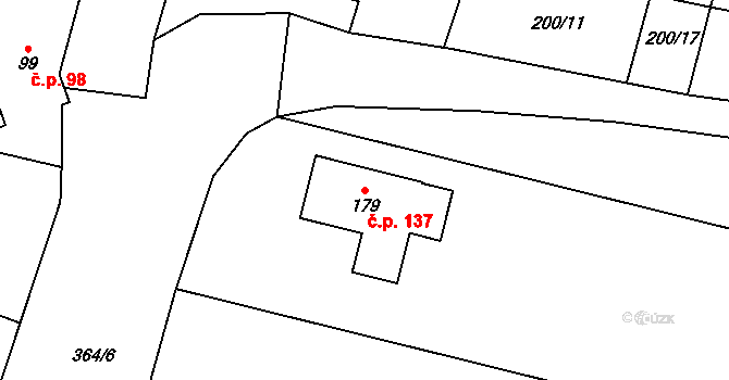 Tučapy 137 na parcele st. 179 v KÚ Tučapy, Katastrální mapa