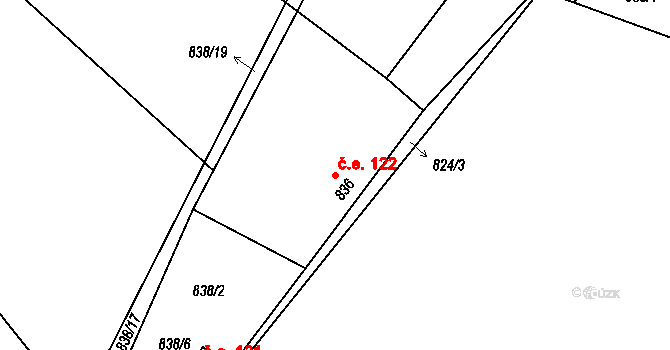 Mříč 122, Křemže na parcele st. 836 v KÚ Křemže, Katastrální mapa