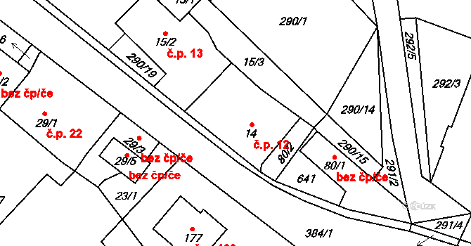 Seč 12 na parcele st. 14 v KÚ Seč u Blovic, Katastrální mapa