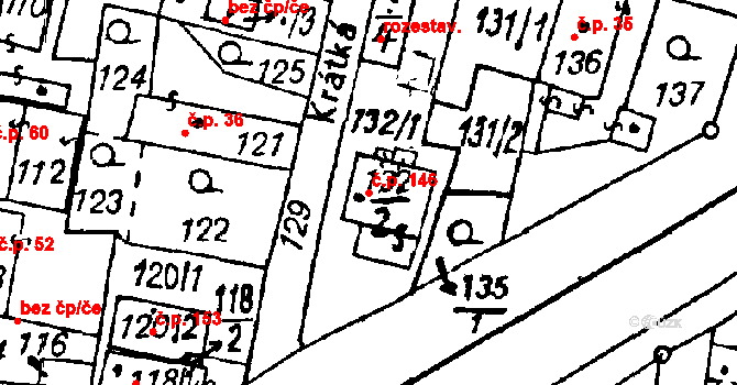 Dolní Sekyřany 146, Heřmanova Huť na parcele st. 132/2 v KÚ Dolní Sekyřany, Katastrální mapa