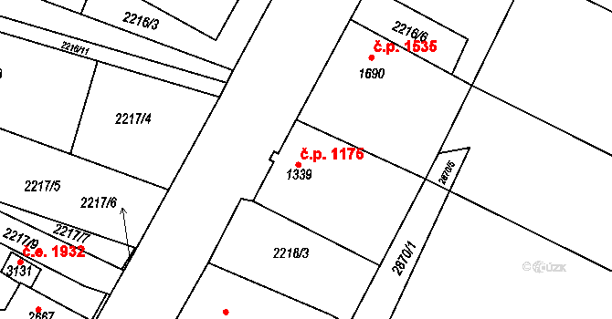 Žatec 1175 na parcele st. 1339 v KÚ Žatec, Katastrální mapa