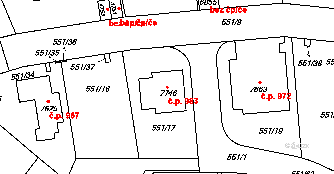 Beroun-Závodí 983, Beroun na parcele st. 7746 v KÚ Beroun, Katastrální mapa