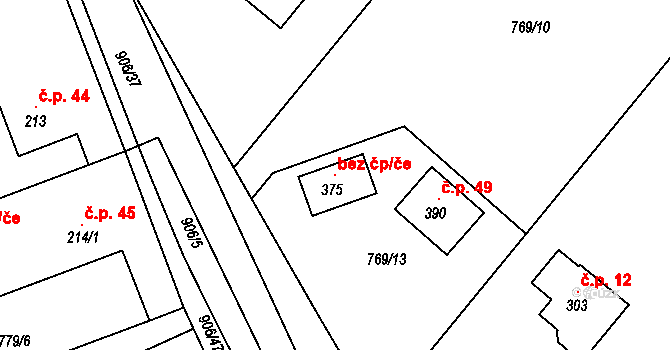 Stará Lysá 101065485 na parcele st. 375 v KÚ Stará Lysá, Katastrální mapa