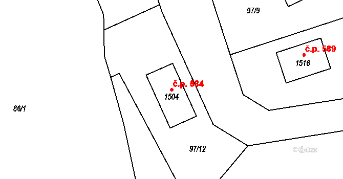 Poříčí 584, Trutnov na parcele st. 1504 v KÚ Poříčí u Trutnova, Katastrální mapa